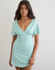 Image of Osian Batwing Mini Dress in Micro Polka Cloud Blue