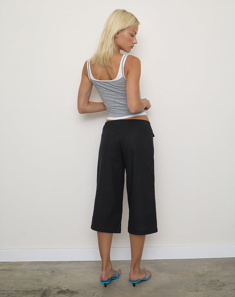 Image of Yuni Capri Trouser in Linen Black