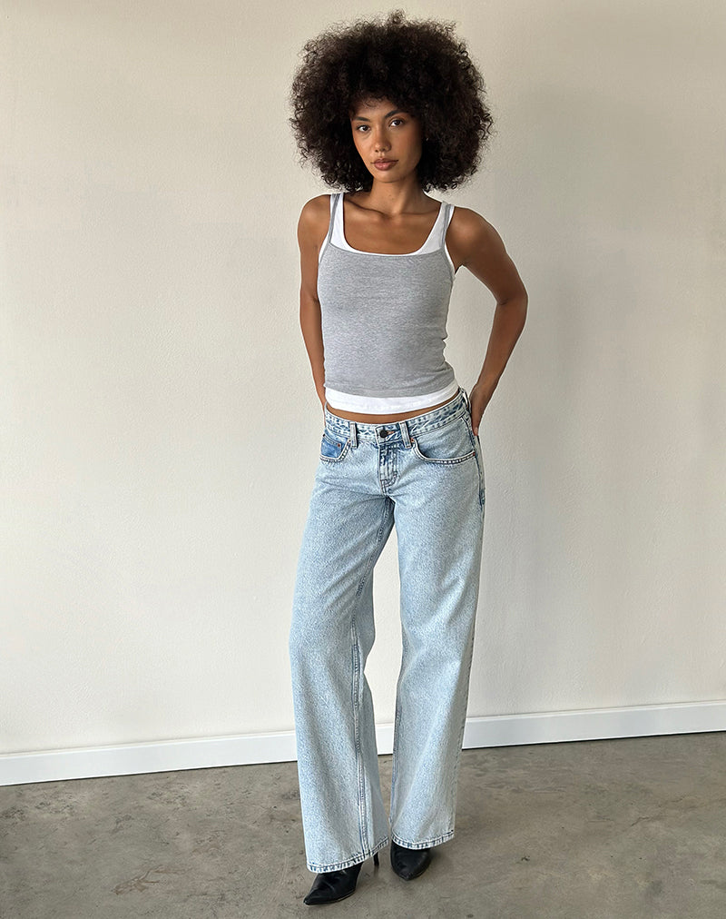 Image of Oslyn Top in Grey Marl and White Combination