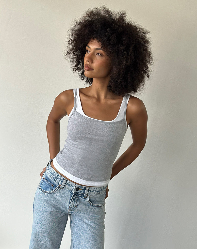Image of Oslyn Top in Grey Marl and White Combination
