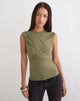 Image of Otso Twist Wrap Top in Rayon Jersey Khaki