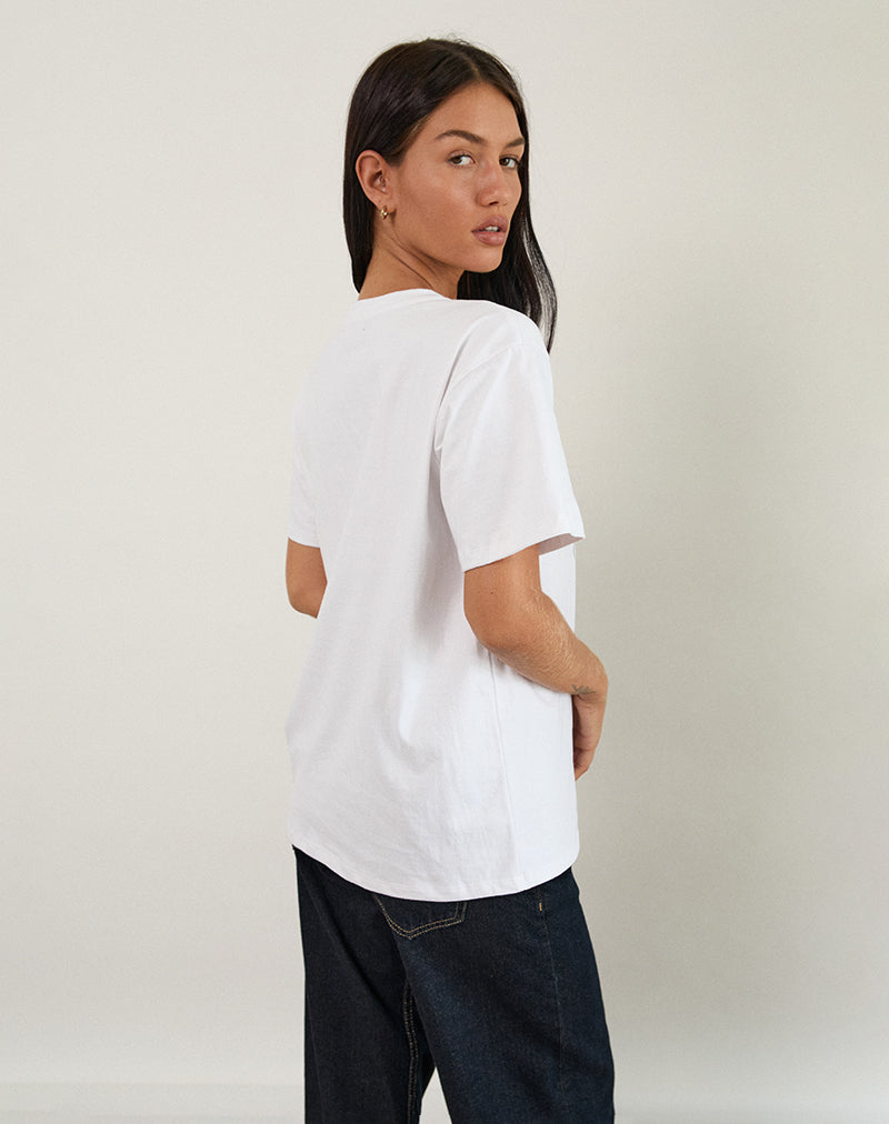 Image of Oversize Basic Tee in White with Capricorn Motel Pet Print