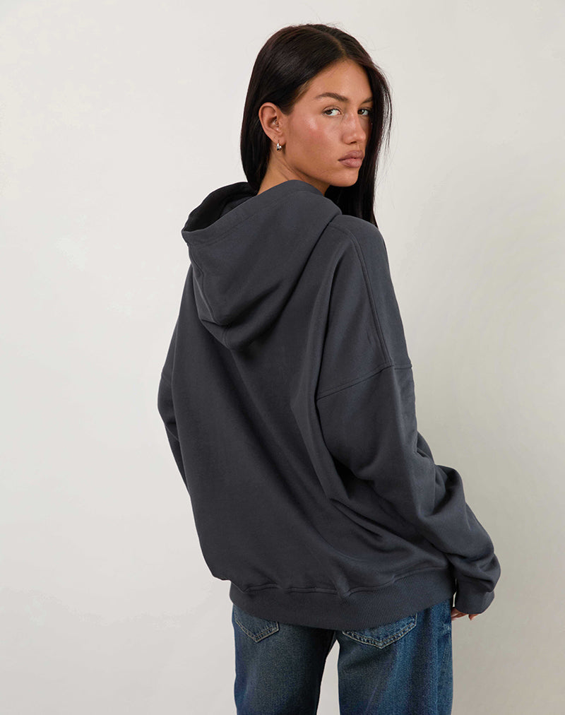 Oversized Hoodie in Ocean Storm with Lucky You Graphic