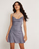 image of Paiva Mini Slip Dress in Satin Grey Ridge