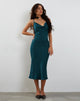 Image of Palasha Midi Dress in Satin Green