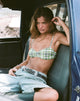 Image of Pali Bikini Top in Green Tartan