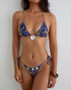 Image of Lentra Bikini Bottom in Hibiscus Paisley Dark Purple with Shells Trim