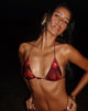 Image of Pami Bikini Top in Hibiscus Red with Beads