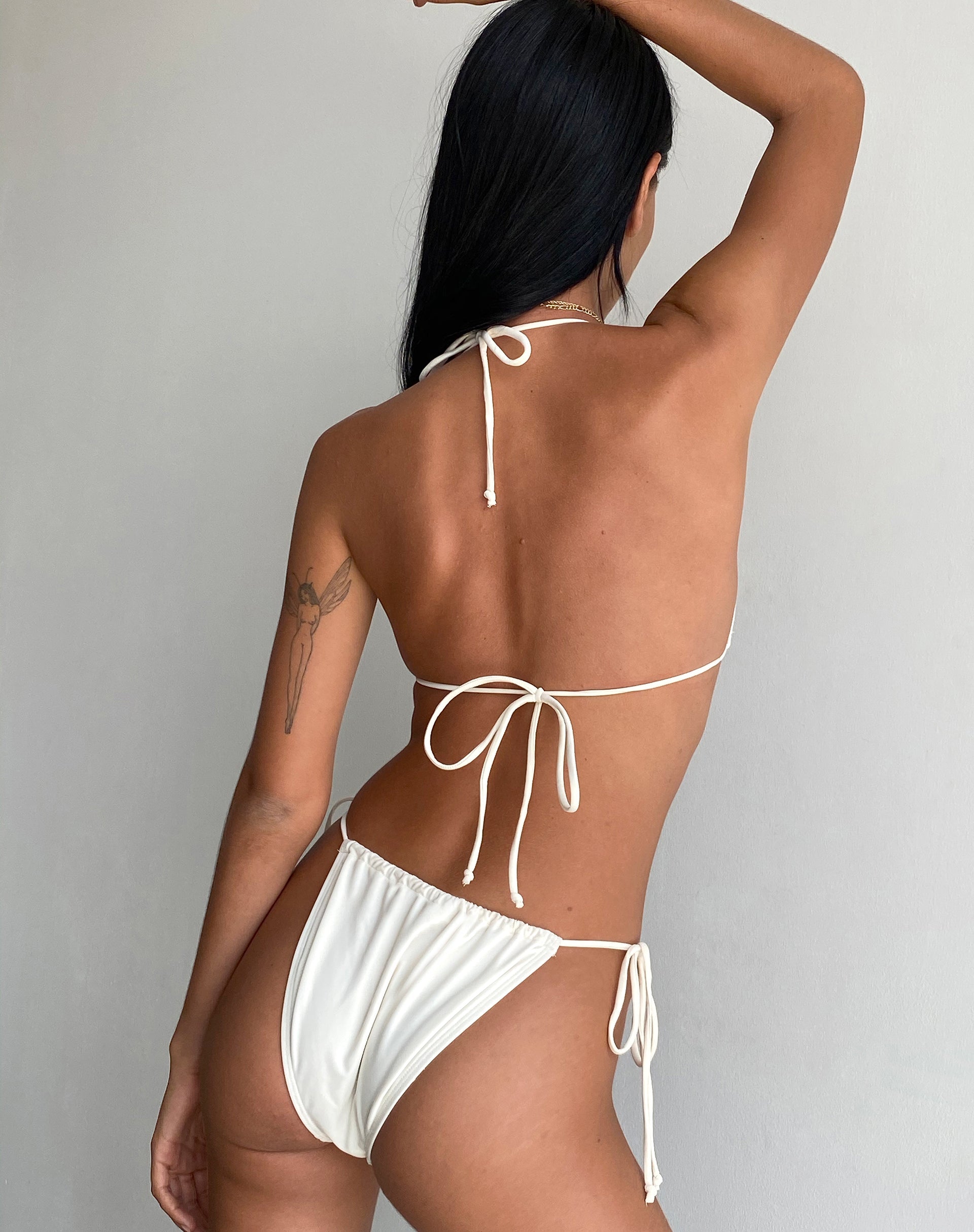 Image of Leyna Bikini Bottom in Ivory with Black Bow