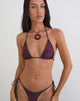 Image of Pami Bikini Top in Abstract Zebra Burgundy with Green Binding