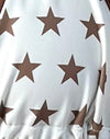 White and Brown Star Print with Contrast Binding