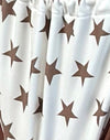 White and Brown Star Print with Contrast Binding