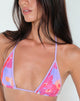 Image of Pami Bikini Top in Pink Holiday Floral with Lilac Binding