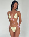 Image of Pamita Bikini Top in Paisley Yellow with Pink Binding