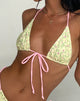 Image of Pamita Bikini Top in Paisley Yellow with Pink Binding