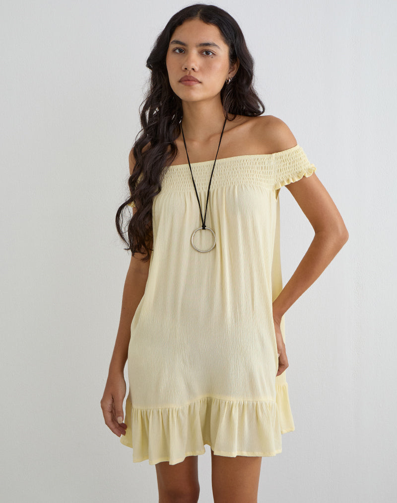 Panasi Mini Dress in Crinkle Butter Yellow