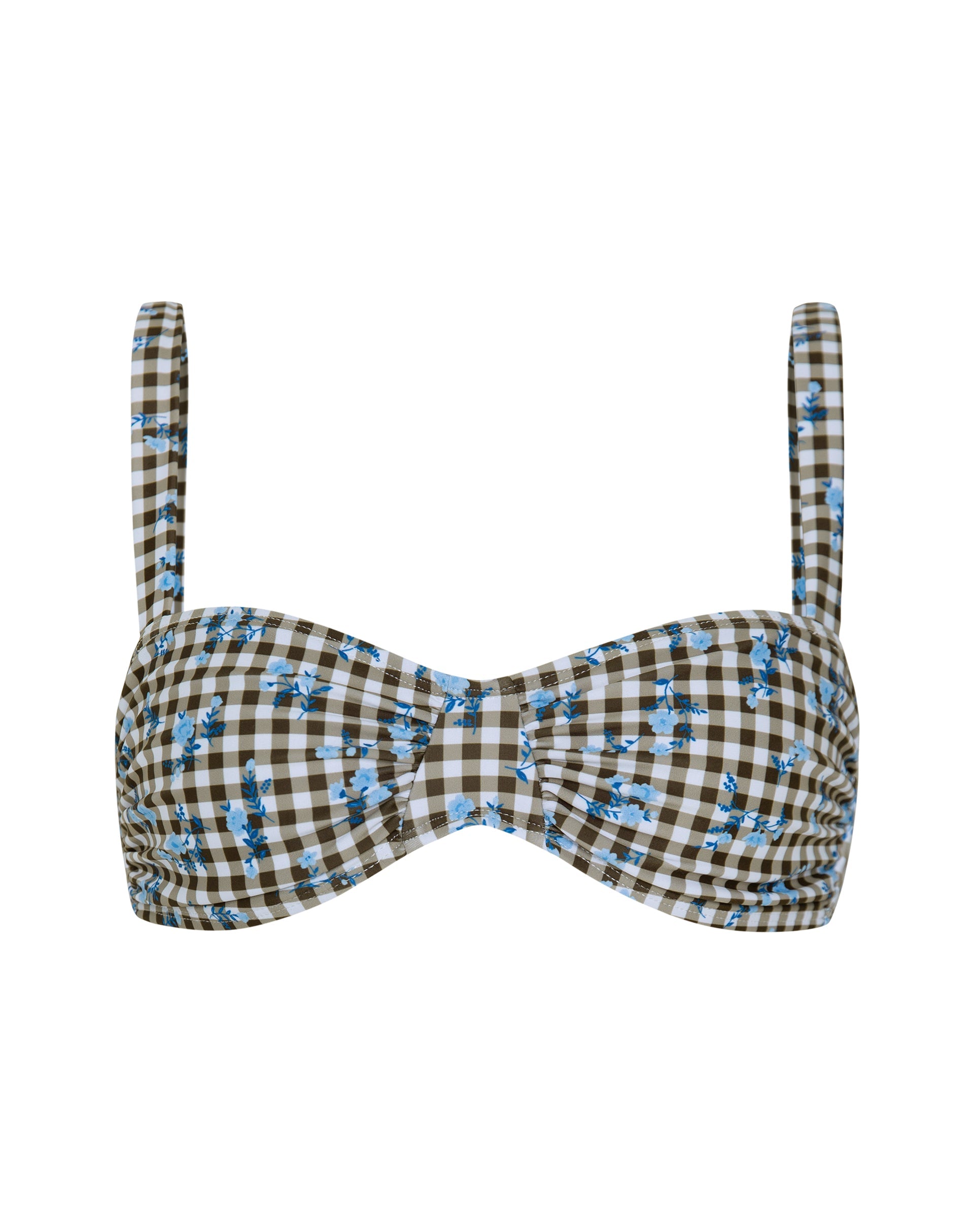 Image of Panave Bikini Top in Floral Gingham Brown