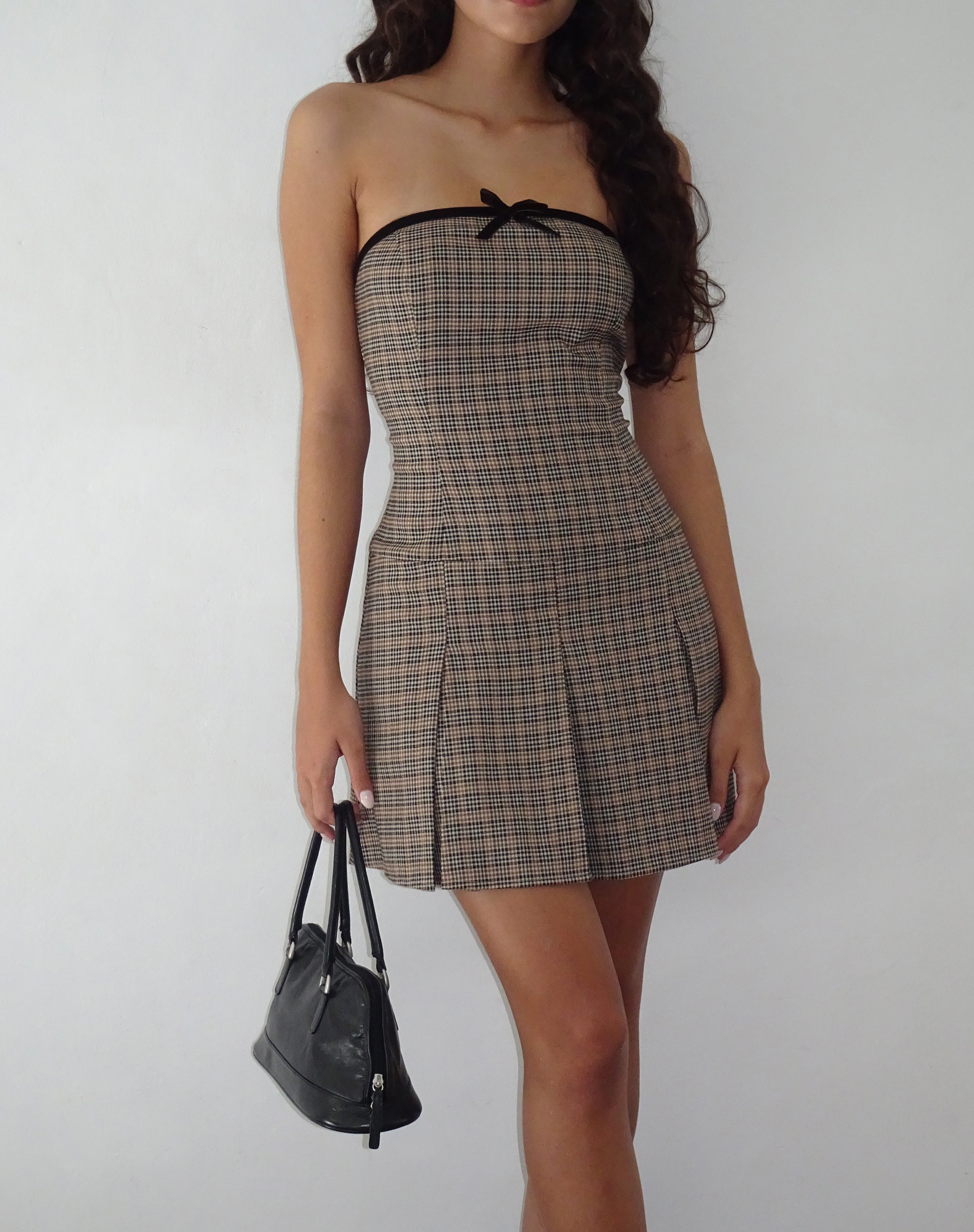 Checked shop short dress