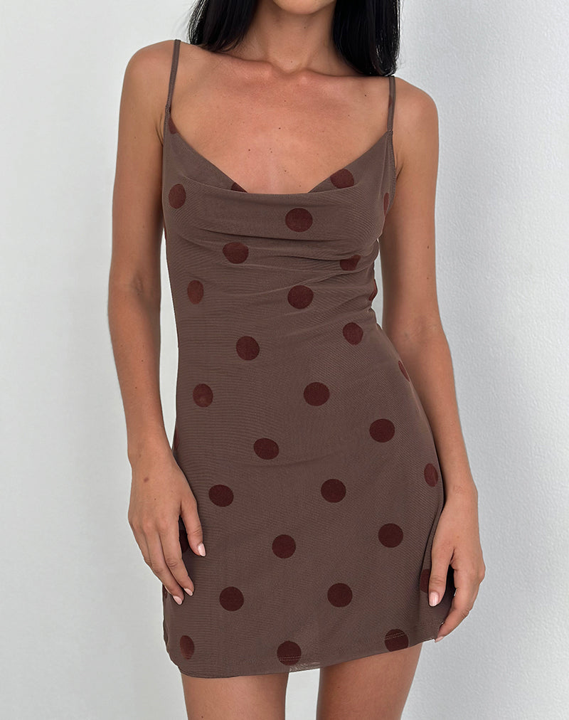 Pastila Mini Dress in Big Polka Flock Brown