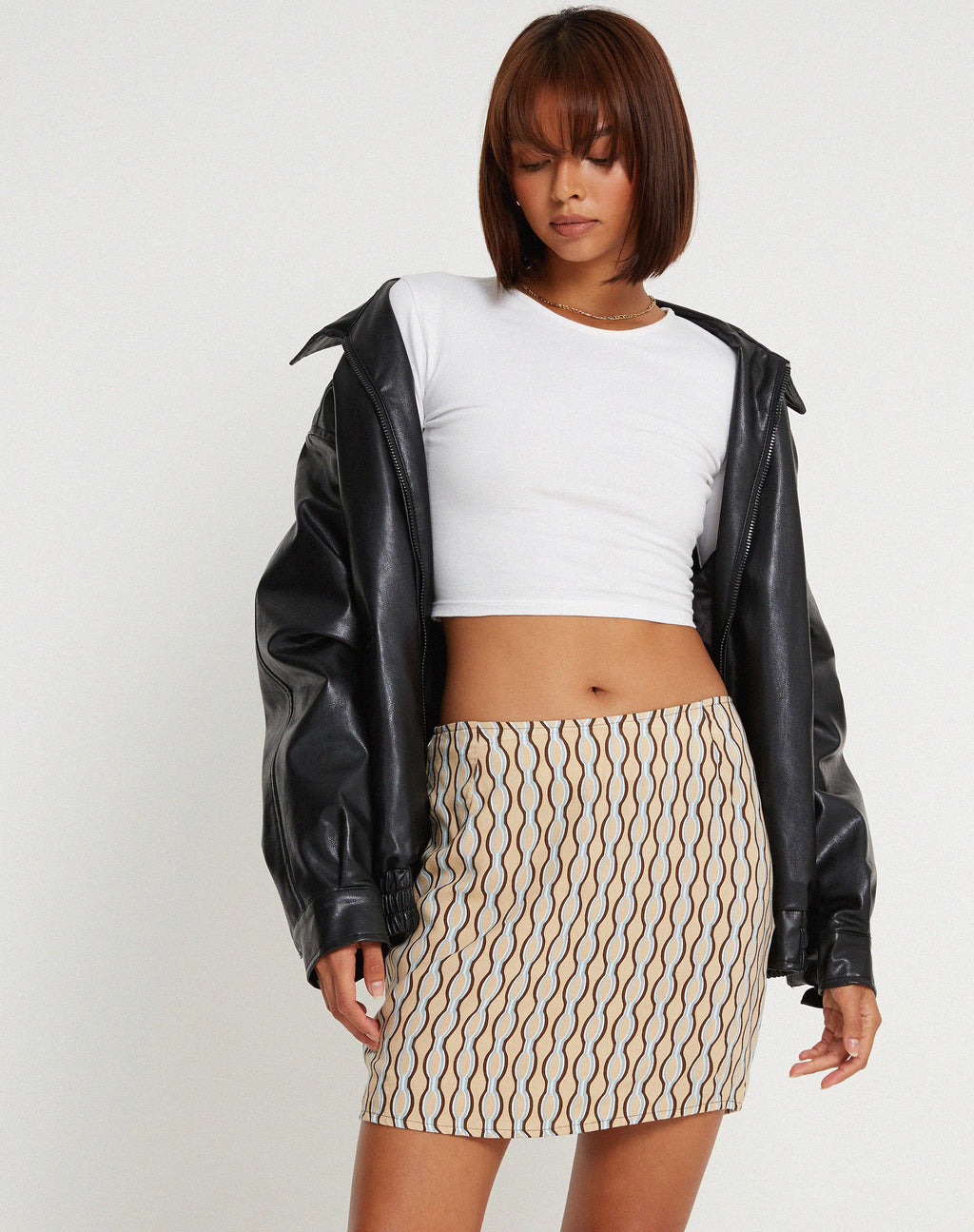 Pelmo Mini Skirt in Preppy Geo Brown