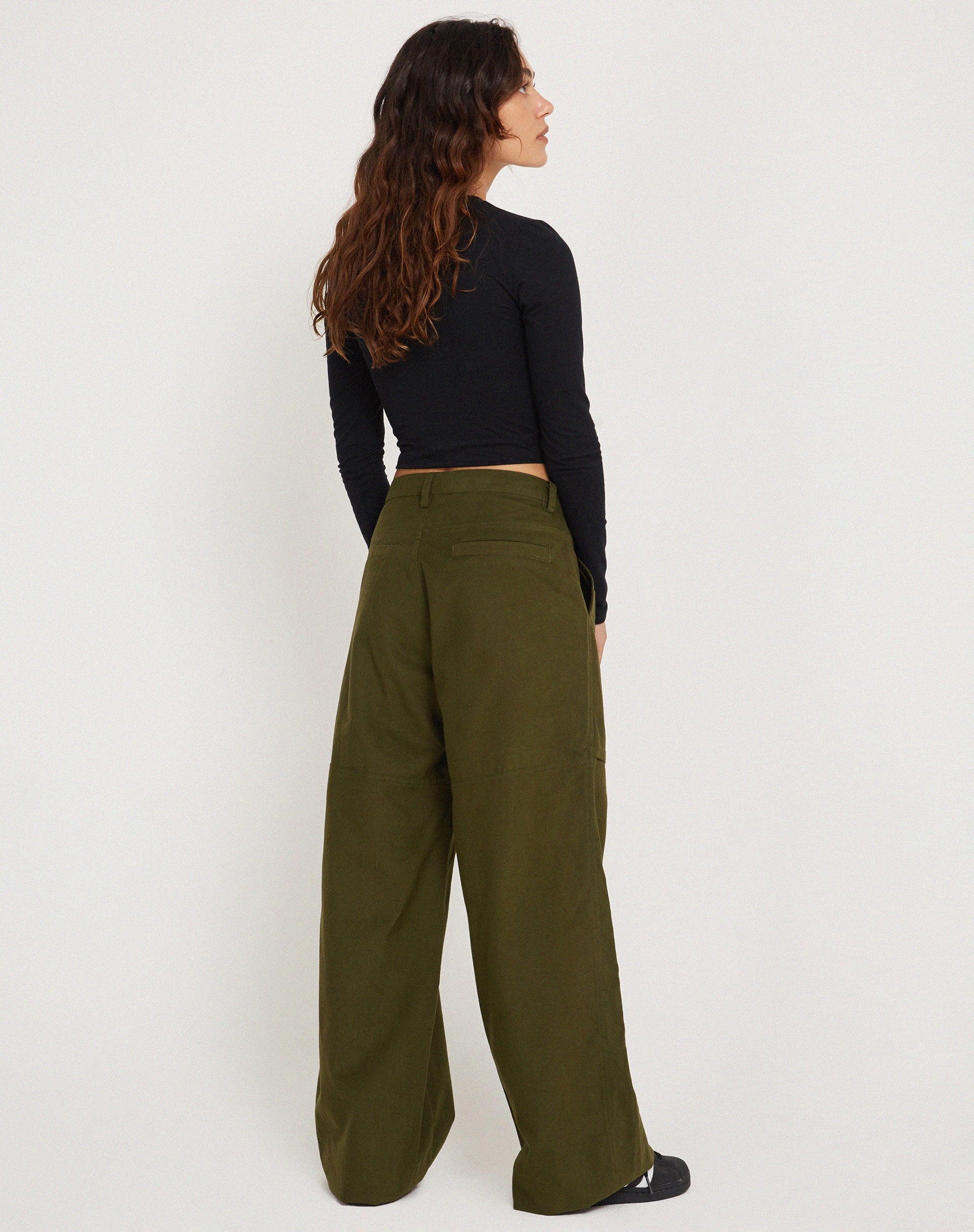 image of Phalia Wide Leg Cargo Trouser in Dark Olive