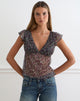 Image of Pharita V Neck Top in Ditsy Floral Plisse Charcoal
