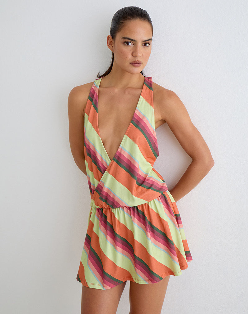 Image of Pippey Mini Dress in Mixed Stripe Orange