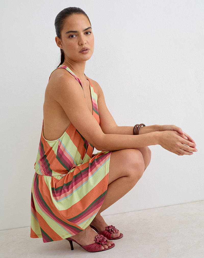 Image of Pippey Mini Dress in Mixed Stripe Orange