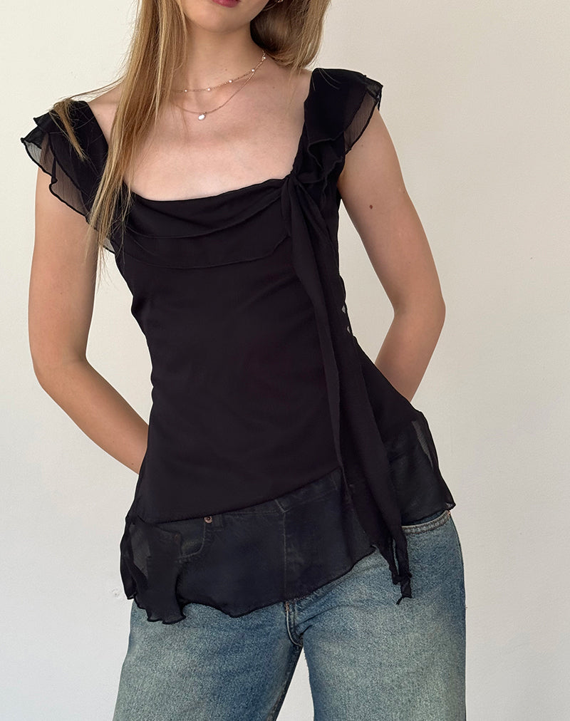 Image of Piro Top in Chiffon Black