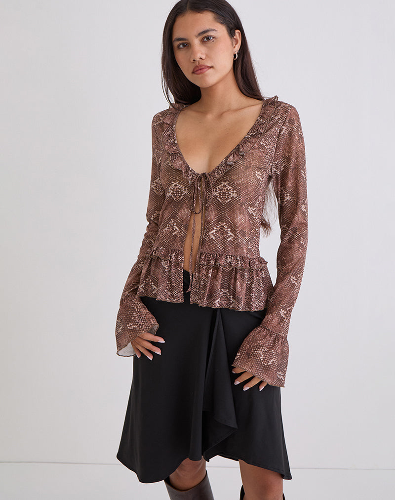 Primrose Long Sleeve Top in Oversized Snake Skin