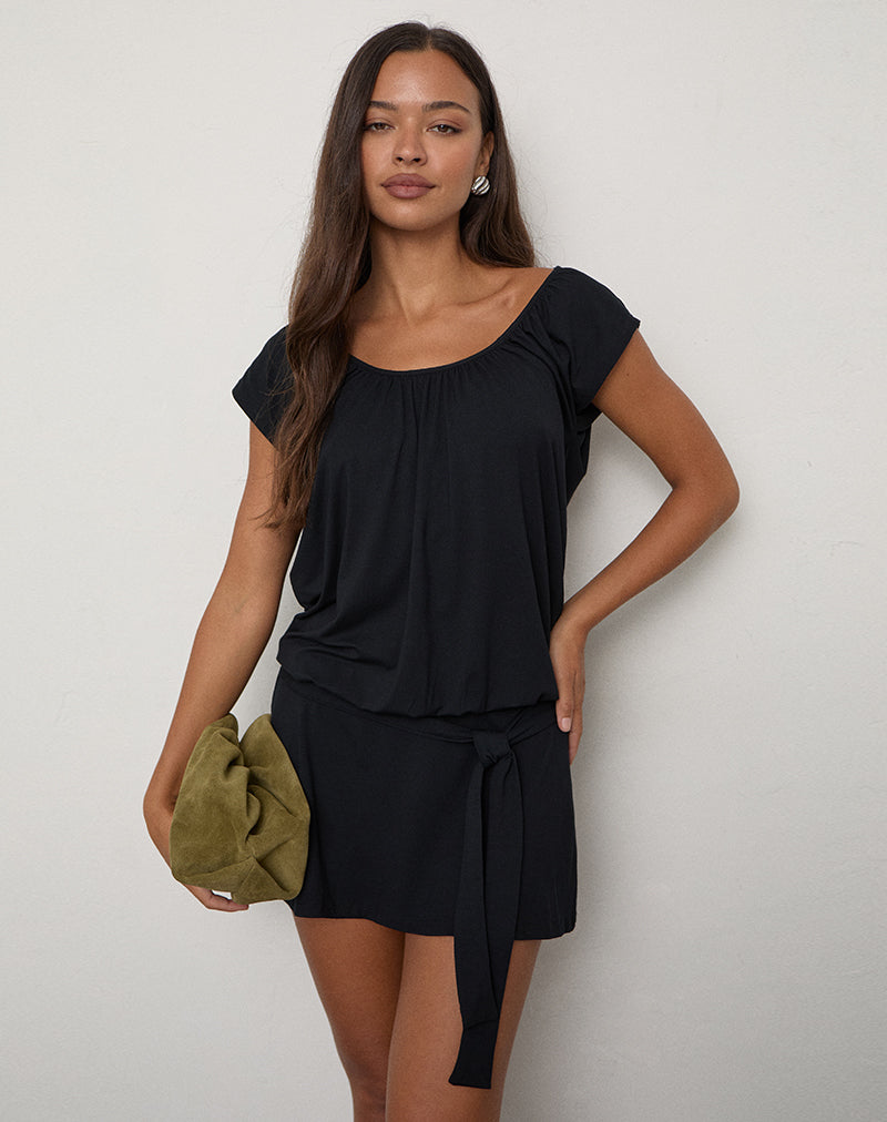 Image of Querya Mini Dress in Rayon Jersey Black