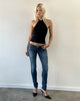 Image of Ultra Low Rise Stretch Skinny Jeans in Dark Rinse Blue