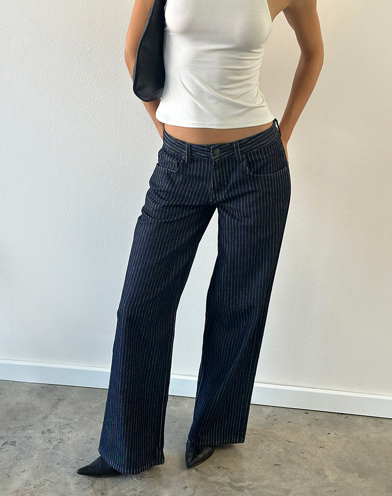 Image of Low Rise Roomy Jeans in Stripe Indigo