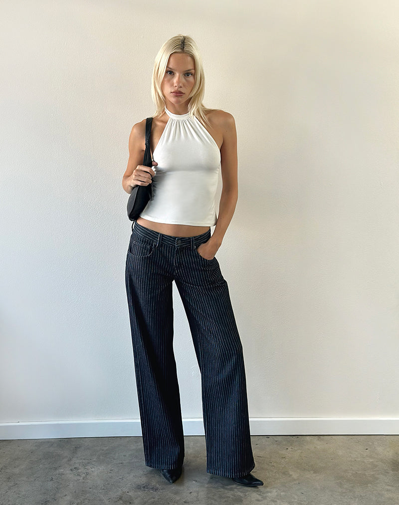 Image of Raceline Halterneck Top in Rayon Jersey White