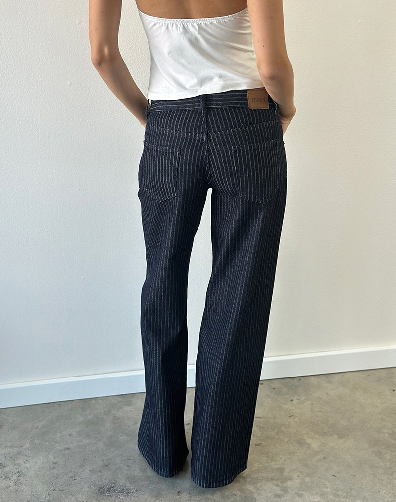 Image of Low Rise Roomy Jeans in Stripe Indigo