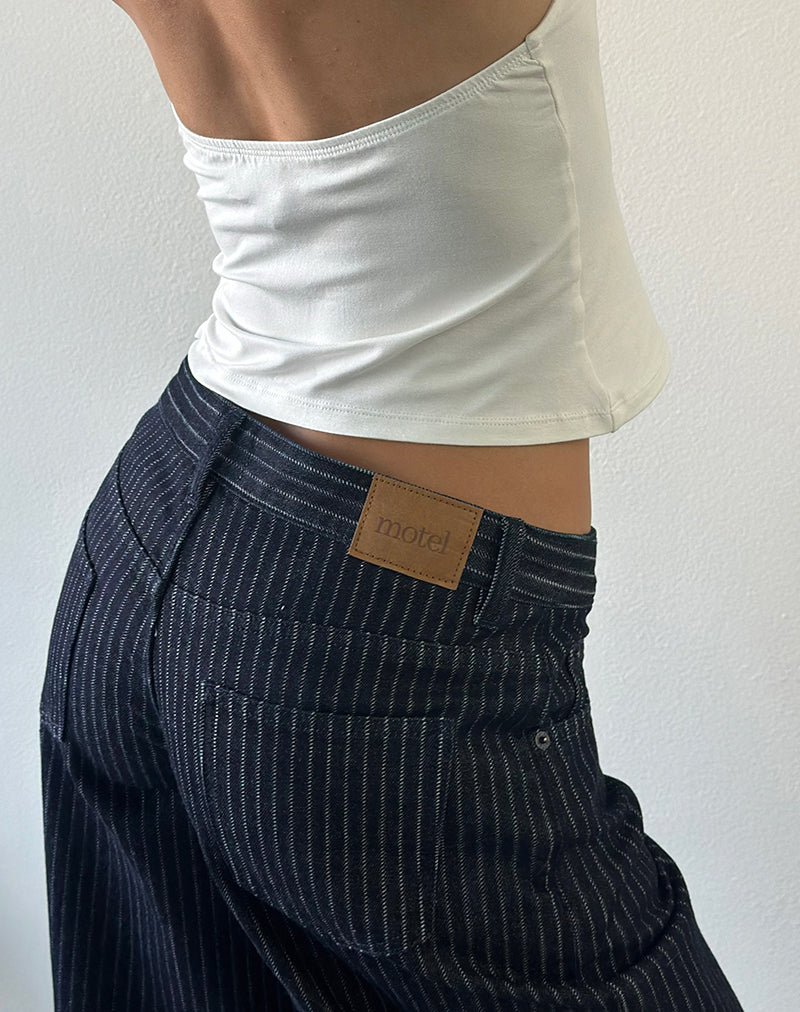 Image of Low Rise Roomy Jeans in Stripe Indigo
