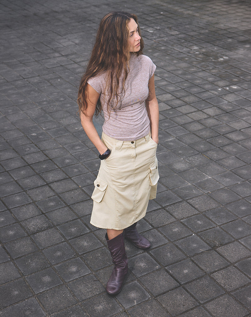 Rovie Utilty Cargo Skirt in Twill Latte