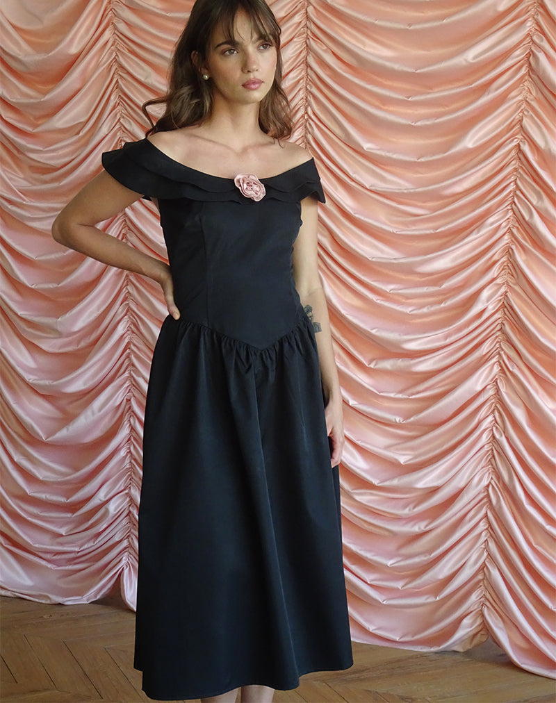Image of Radovan Midi Dress in Black