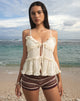 Image of Raeya Tie Front Cami Top in Chiffon Cream