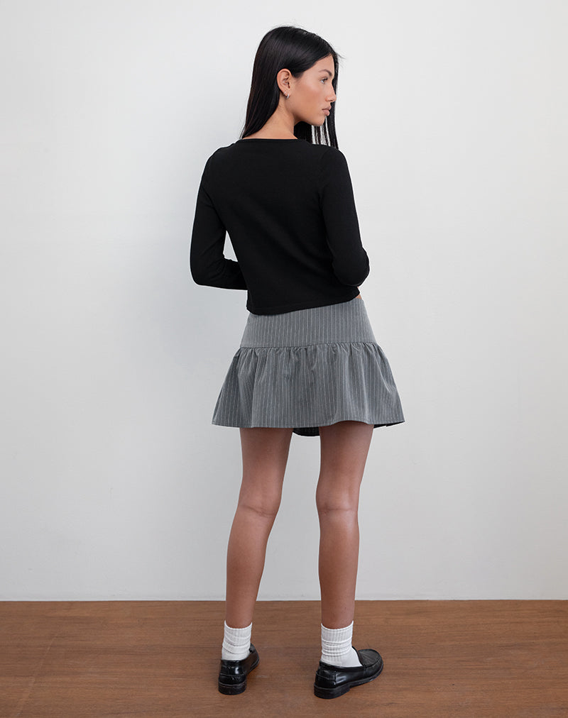 Image of Raffita Mini Skirt in Pinstripe Grey