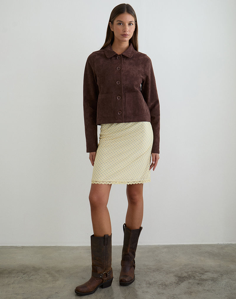 Image of Rajuli Midi Skirt in Yellow with Compact Grey Polka