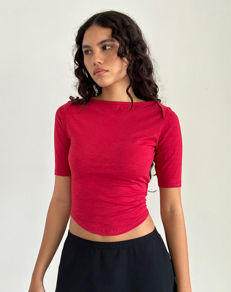 Ralda Curved Jersey Tee in Adrenaline Red