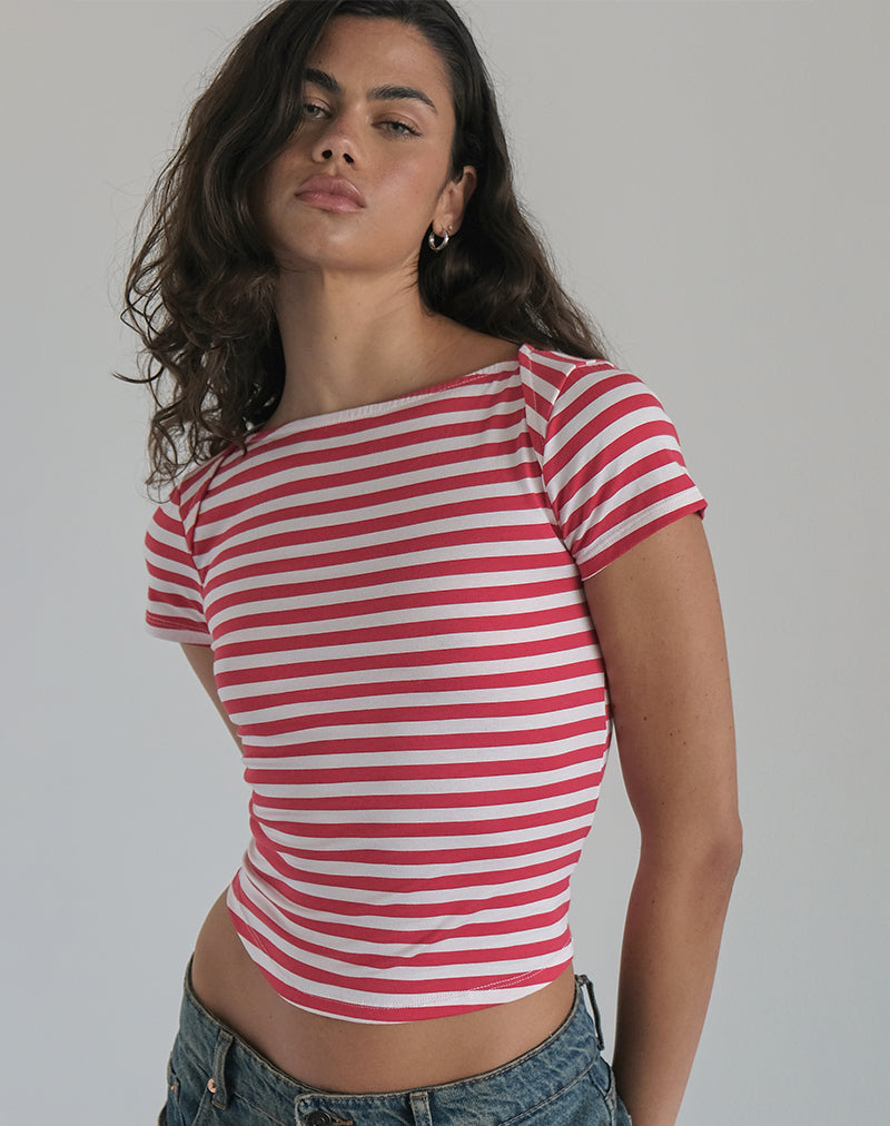 image of Ralina Top in Red and White Stripe