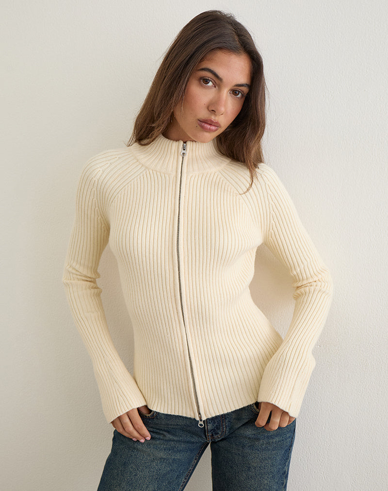 Ranala High Neck Jumper in Knit Cream