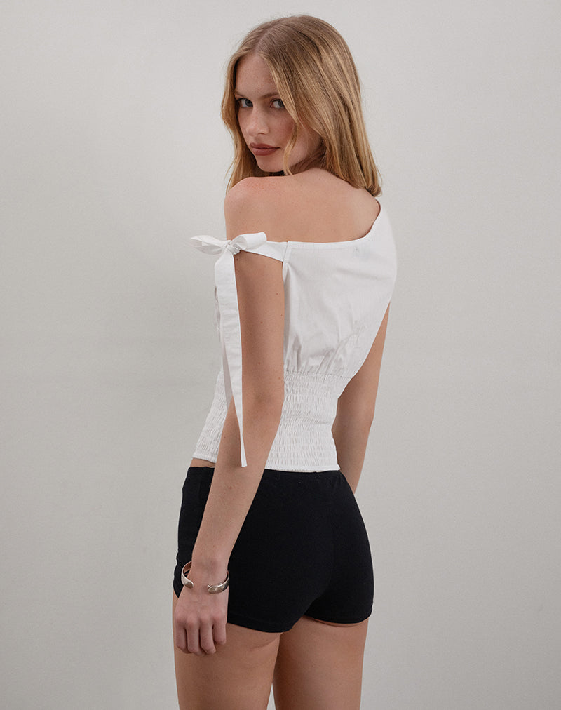 Image of Rantha Shirred Waist Top in White