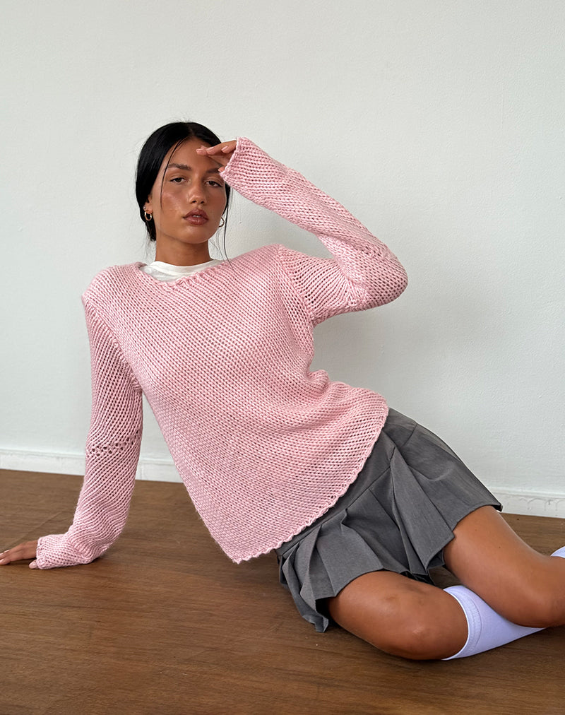 Ranvir Knitted Jumper in Baby Pink