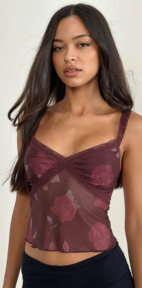 Image of Rasa Cami Top in Blooming Rose Burgundy