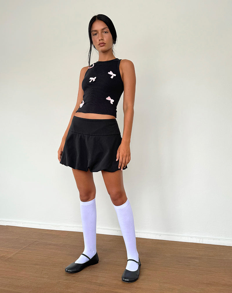 Image of Rave Vest Top in Black with Pink Bows