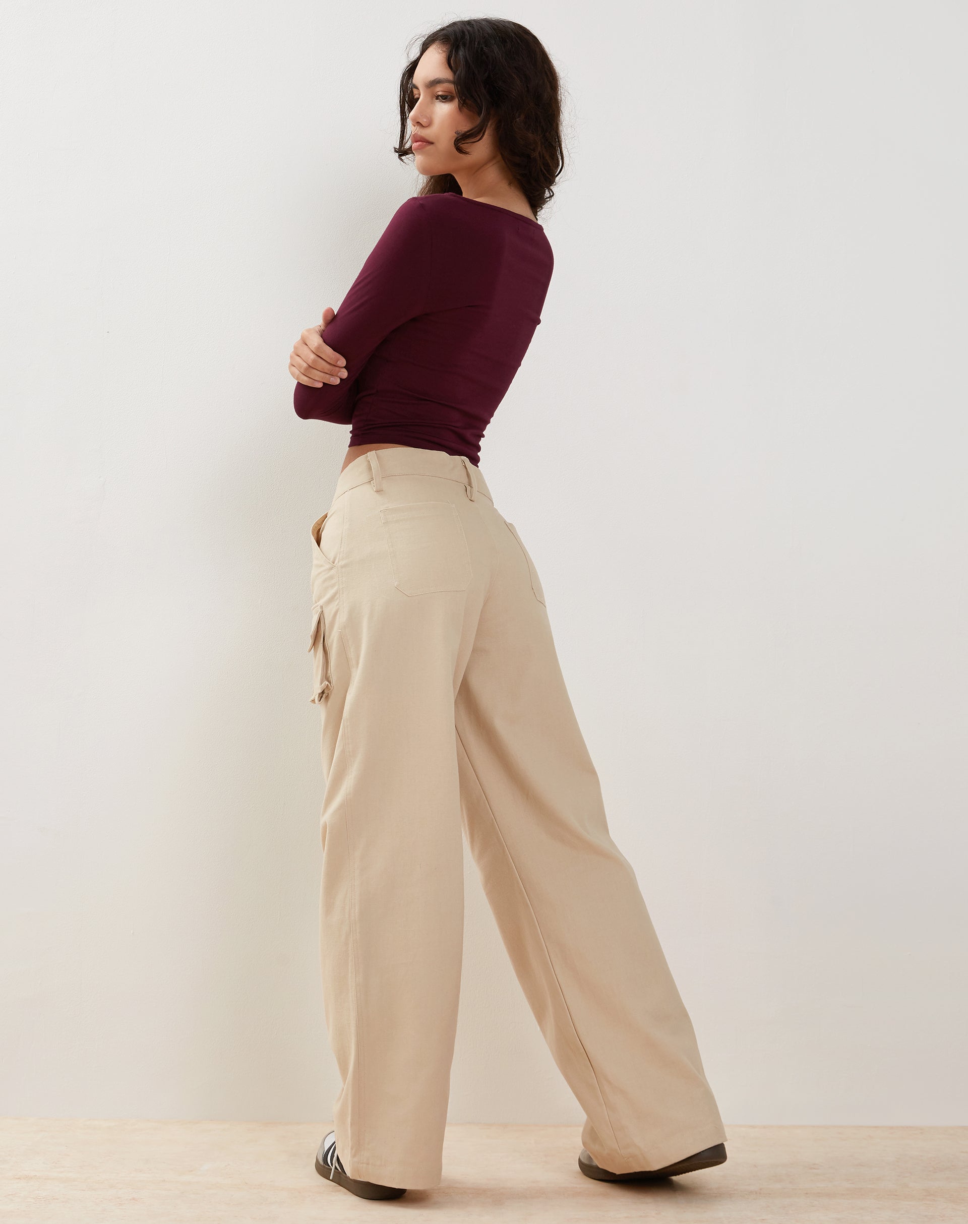 Image of Renee Wide Leg Cargo Trouser in Ecru