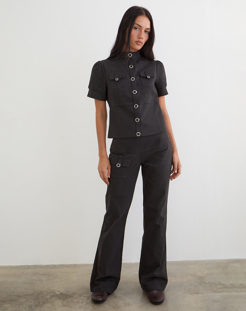 Alora Pocket Trouser in Dark Grey